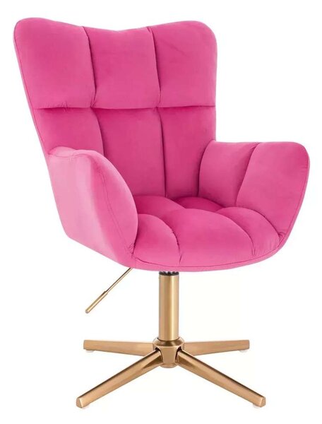 LuxuryForm DESIGN Křeslo AURORA VELUR na zlatém kříži - tmavě růžové