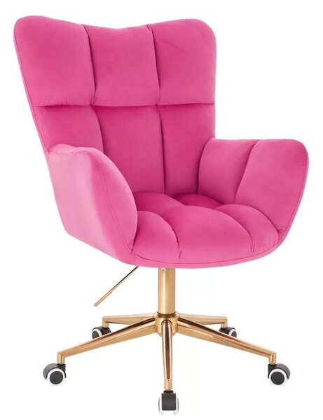 LuxuryForm DESIGN Křeslo AURORA VELUR na zlaté podstavě s kolečky - tmavě růžové