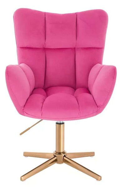 LuxuryForm DESIGN Křeslo AURORA VELUR na zlatém kříži - tmavě růžové