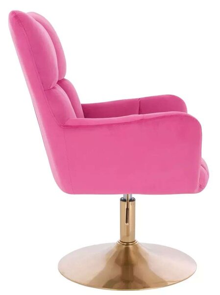 LuxuryForm DESIGN Křeslo AURORA VELUR na zlatém talíři - tmavě růžové