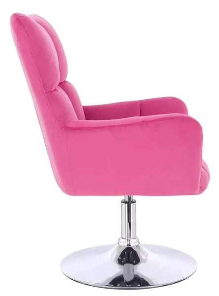 LuxuryForm DESIGN Křeslo AURORA VELUR na stříbrném talíři - tmavě růžové