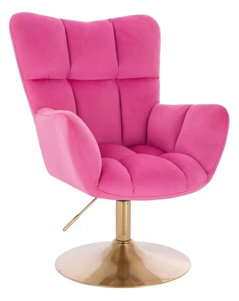 LuxuryForm DESIGN Křeslo AURORA VELUR na zlatém talíři - tmavě růžové