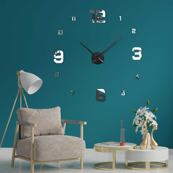 Moderní nástěnné hodiny | DESIRE: Zrcadlo SILVER Černá barva RAL 9005 80 cm 3281-103981 12S005