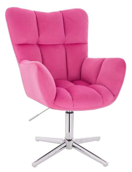 LuxuryForm DESIGN Křeslo AURORA VELUR na stříbrném kříži - tmavě růžové
