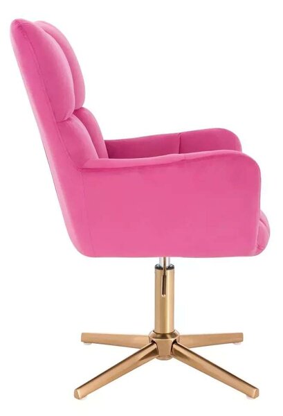 LuxuryForm DESIGN Křeslo AURORA VELUR na zlatém kříži - tmavě růžové