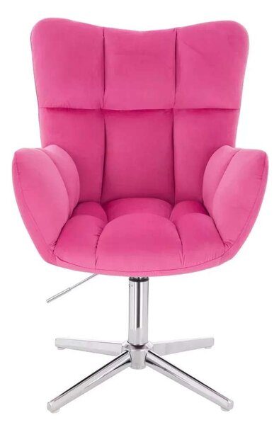 LuxuryForm DESIGN Křeslo AURORA VELUR na stříbrném kříži - tmavě růžové