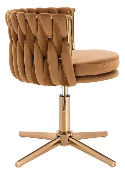 LuxuryForm DESIGN Židle LYON VELUR na zlatém kříži - medová