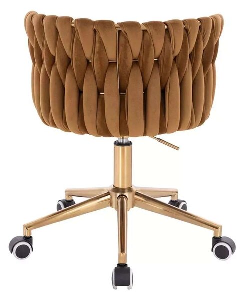 LuxuryForm DESIGN Židle LYON VELUR na zlaté podstavě s kolečky - medová