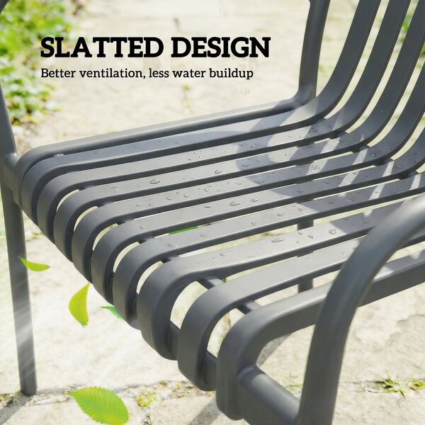 Outsunny 4dílné skládací zahradní židle – žebernatý sedák s područkami, ergonomické jídelní židle na terasu a balkon, nosnost 120 kg | Aosom