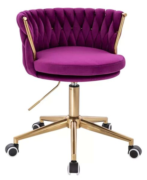 LuxuryForm DESIGN Židle LYON VELUR na zlaté podstavě s kolečky - fuchsie