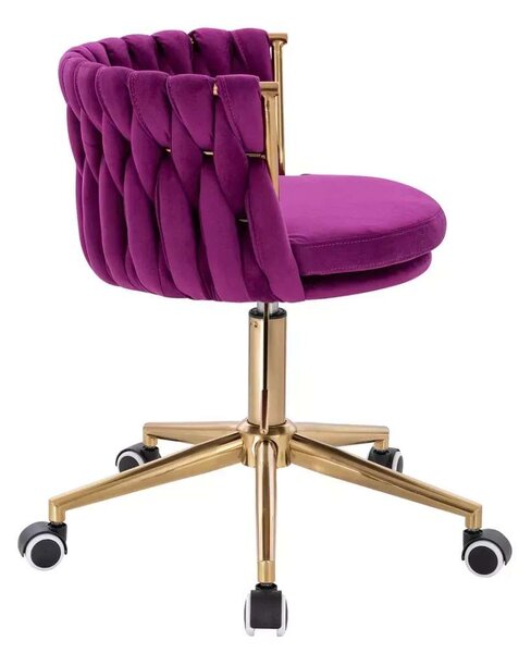 LuxuryForm DESIGN Židle LYON VELUR na zlaté podstavě s kolečky - fuchsie