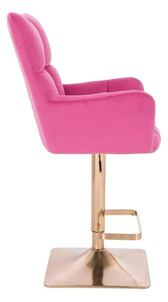 LuxuryForm DESIGN Barové křeslo AURORA VELUR na zlaté hranaté podstavě - tmavě růžové