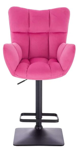 LuxuryForm DESIGN Barové křeslo AURORA VELUR na černé hranaté podstavě - tmavě růžové