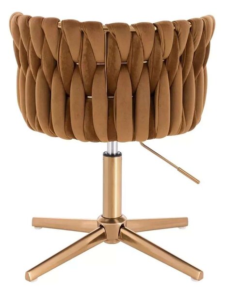 LuxuryForm DESIGN Židle LYON VELUR na zlatém kříži - medová