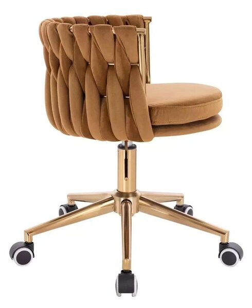 LuxuryForm DESIGN Židle LYON VELUR na zlaté podstavě s kolečky - medová