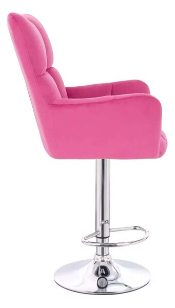 LuxuryForm DESIGN Barové křeslo AURORA VELUR na stříbrné kulaté podstavě – tmavě růžové