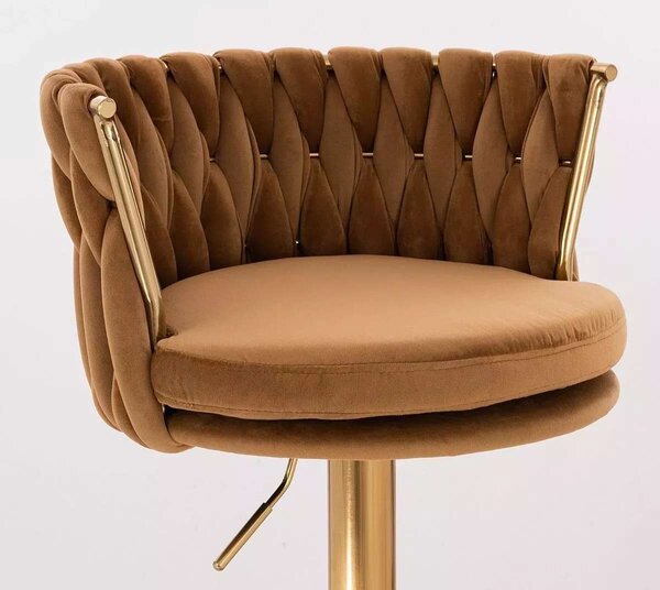 LuxuryForm DESIGN Židle LYON VELUR na zlaté podstavě s kolečky - medová