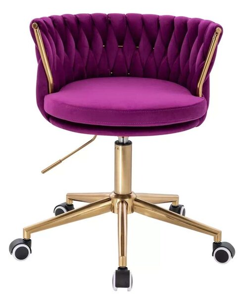 LuxuryForm DESIGN Židle LYON VELUR na zlaté podstavě s kolečky - fuchsie