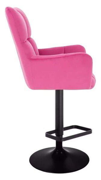 LuxuryForm DESIGN Barové křeslo AURORA VELUR na černé kulaté podstavě - tmavě růžové