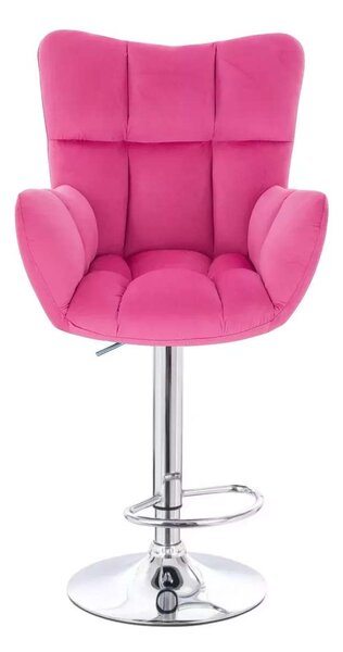 LuxuryForm DESIGN Barové křeslo AURORA VELUR na stříbrné kulaté podstavě – tmavě růžové