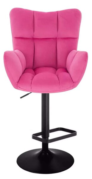 LuxuryForm DESIGN Barové křeslo AURORA VELUR na černé kulaté podstavě - tmavě růžové