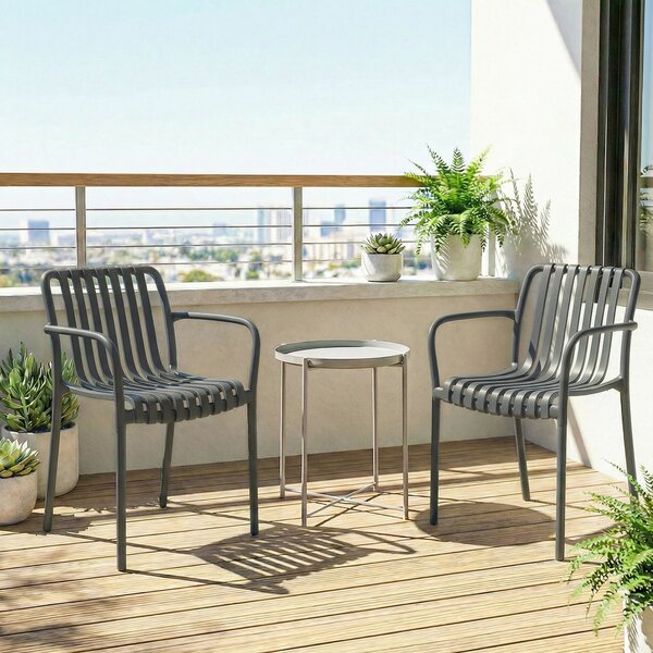 Outsunny 4dílné skládací zahradní židle – žebernatý sedák s područkami, ergonomické jídelní židle na terasu a balkon, nosnost 120 kg | Aosom