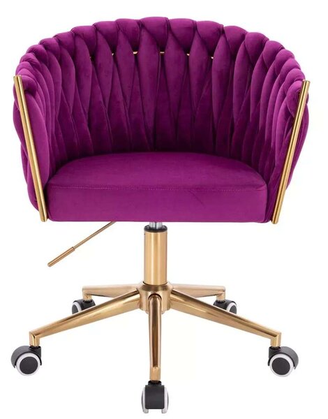 LuxuryForm DESIGN Židle NORDEN VELUR na zlaté podstavě s kolečky - fuchsie