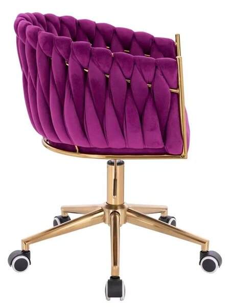 LuxuryForm DESIGN Židle NORDEN VELUR na zlaté podstavě s kolečky - fuchsie