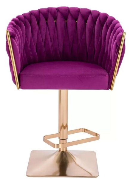 LuxuryForm DESIGN Barová židle NORDEN VELUR na zlaté hranaté podstavě - fuchsie