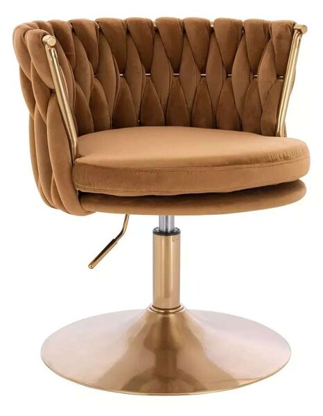 LuxuryForm DESIGN Židle LYON VELUR na zlatém talíři - medová