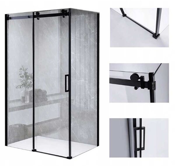 BPS-koupelny Obdélníkový sprchový kout ZES BS15B 110x80 černá/transparent - bez vaničky