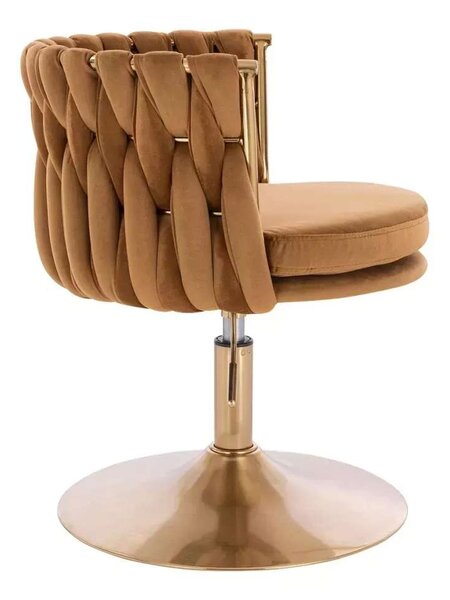 LuxuryForm DESIGN Židle LYON VELUR na zlatém talíři - medová