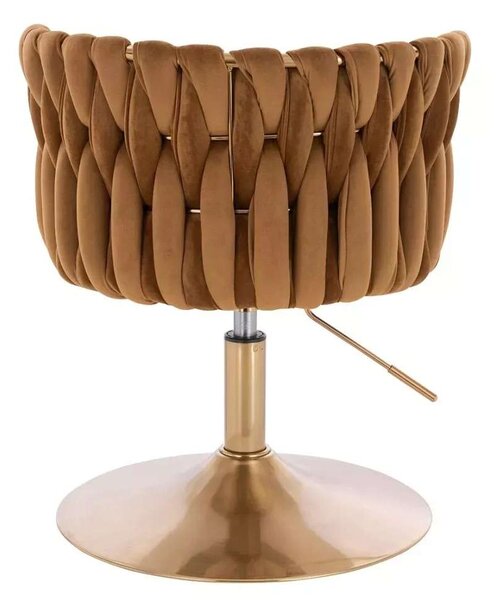 LuxuryForm DESIGN Židle LYON VELUR na zlatém talíři - medová