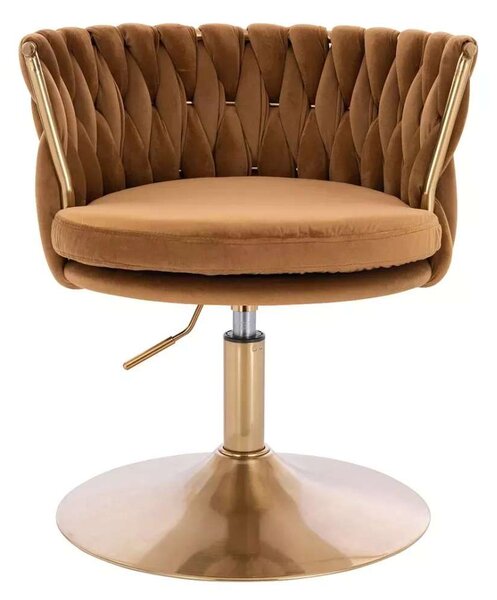 LuxuryForm DESIGN Židle LYON VELUR na zlatém talíři - medová