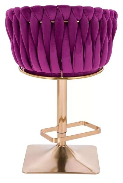 LuxuryForm DESIGN Barová židle NORDEN VELUR na zlaté hranaté podstavě - fuchsie