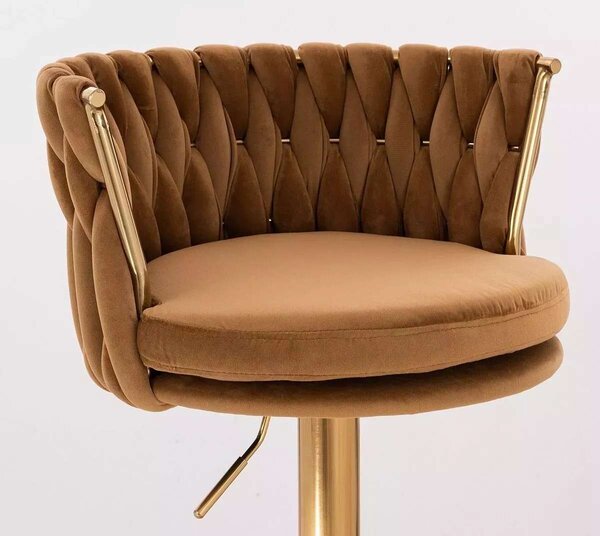 LuxuryForm DESIGN Židle LYON VELUR na zlatém talíři - medová