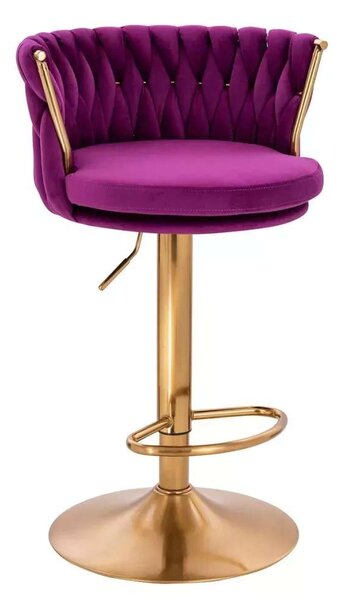 LuxuryForm DESIGN Barová židle LYON VELUR na zlaté kulaté podstavě - fuchsie