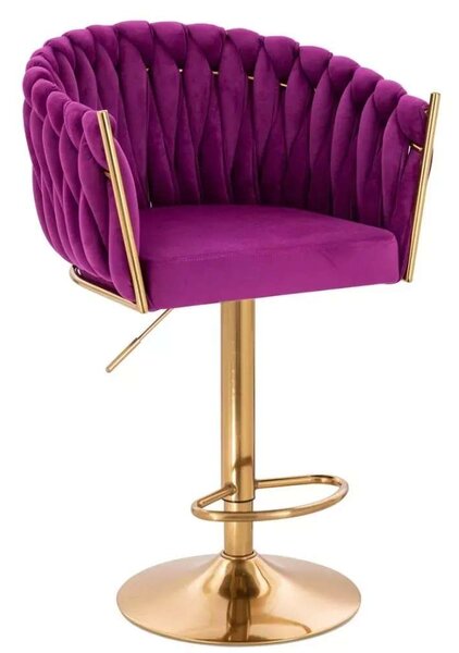 LuxuryForm DESIGN Barová židle NORDEN VELUR na zlaté kulaté podstavě - fuchsie