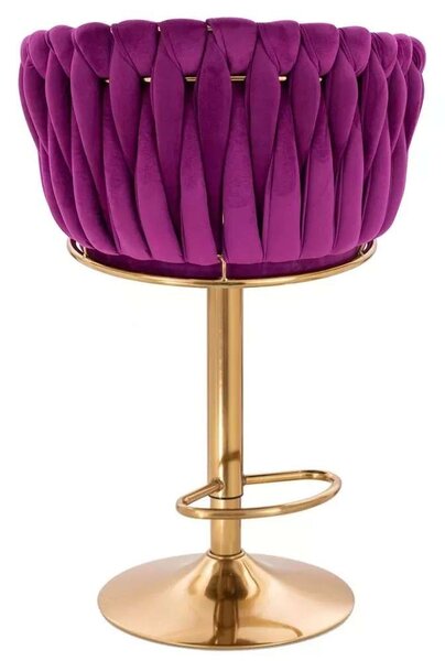 LuxuryForm DESIGN Barová židle NORDEN VELUR na zlaté kulaté podstavě - fuchsie