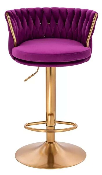 LuxuryForm DESIGN Barová židle LYON VELUR na zlaté kulaté podstavě - fuchsie