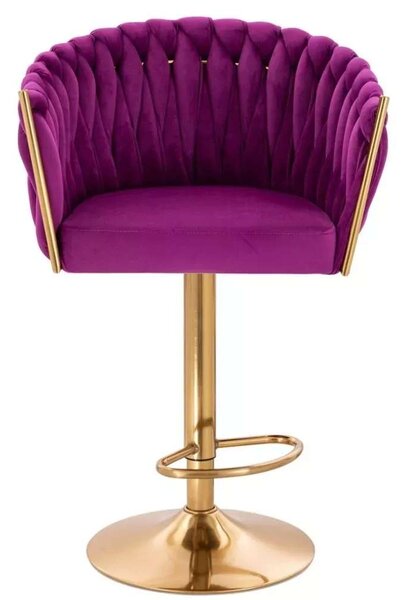 LuxuryForm DESIGN Barová židle NORDEN VELUR na zlaté kulaté podstavě - fuchsie