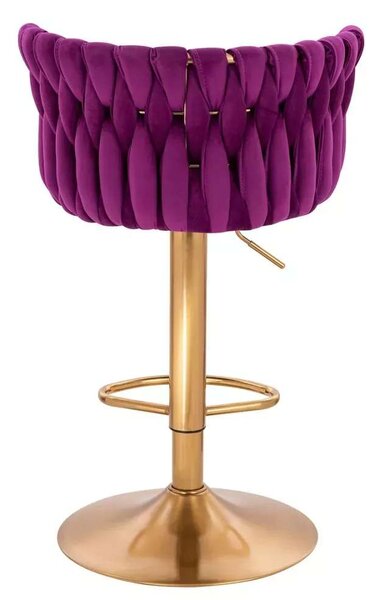 LuxuryForm DESIGN Barová židle LYON VELUR na zlaté kulaté podstavě - fuchsie