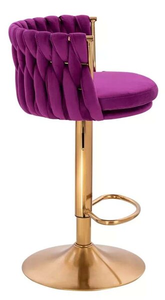 LuxuryForm DESIGN Barová židle LYON VELUR na zlaté kulaté podstavě - fuchsie