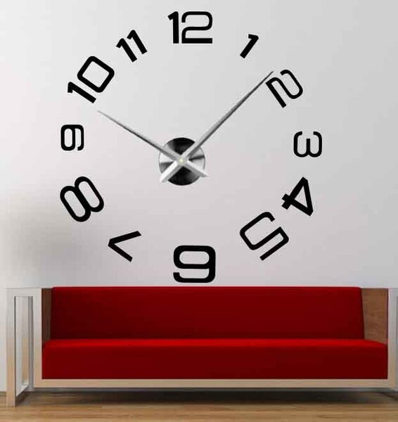 SENTOP | Moderní nalepovací nástěnné hodiny | 3D hodiny 12S053-Wanduhr HEU- analogové