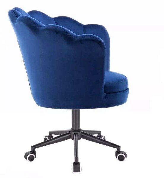 LuxuryForm DESIGN Křeslo FREY VELUR na černé podstavě s kolečky - modré