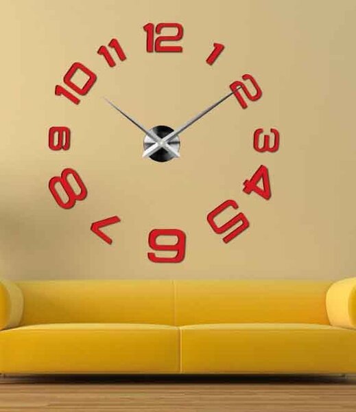 SENTOP | Moderní nalepovací nástěnné hodiny | 3D hodiny 12S053-Wanduhr HEU- analogové
