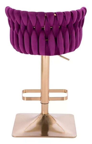 LuxuryForm DESIGN Barová židle LYON VELUR na zlaté hranaté podstavě - fuchsie