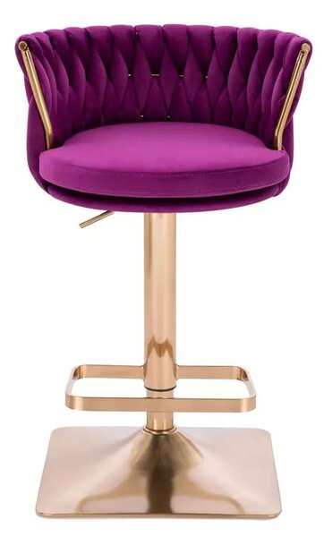 LuxuryForm DESIGN Barová židle LYON VELUR na zlaté hranaté podstavě - fuchsie
