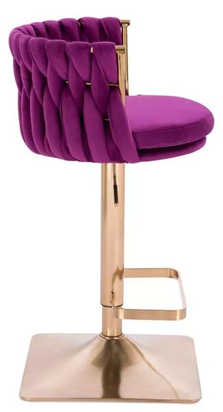 LuxuryForm DESIGN Barová židle LYON VELUR na zlaté hranaté podstavě - fuchsie