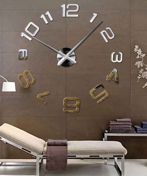 SENTOP | Moderní nalepovací nástěnné hodiny | 3D hodiny 12S053-Wanduhr HEU- analogové